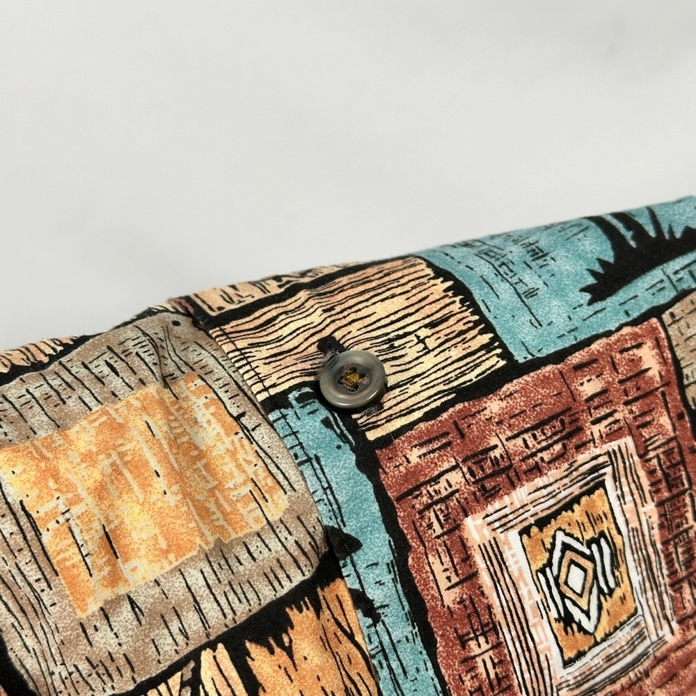 Cooke Street tropical cotton relaxed patchwork palm aloha shirt L multicolor - Picture 10 of 10